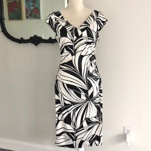 Maggy London BLK & White Designer Geometric Dress
